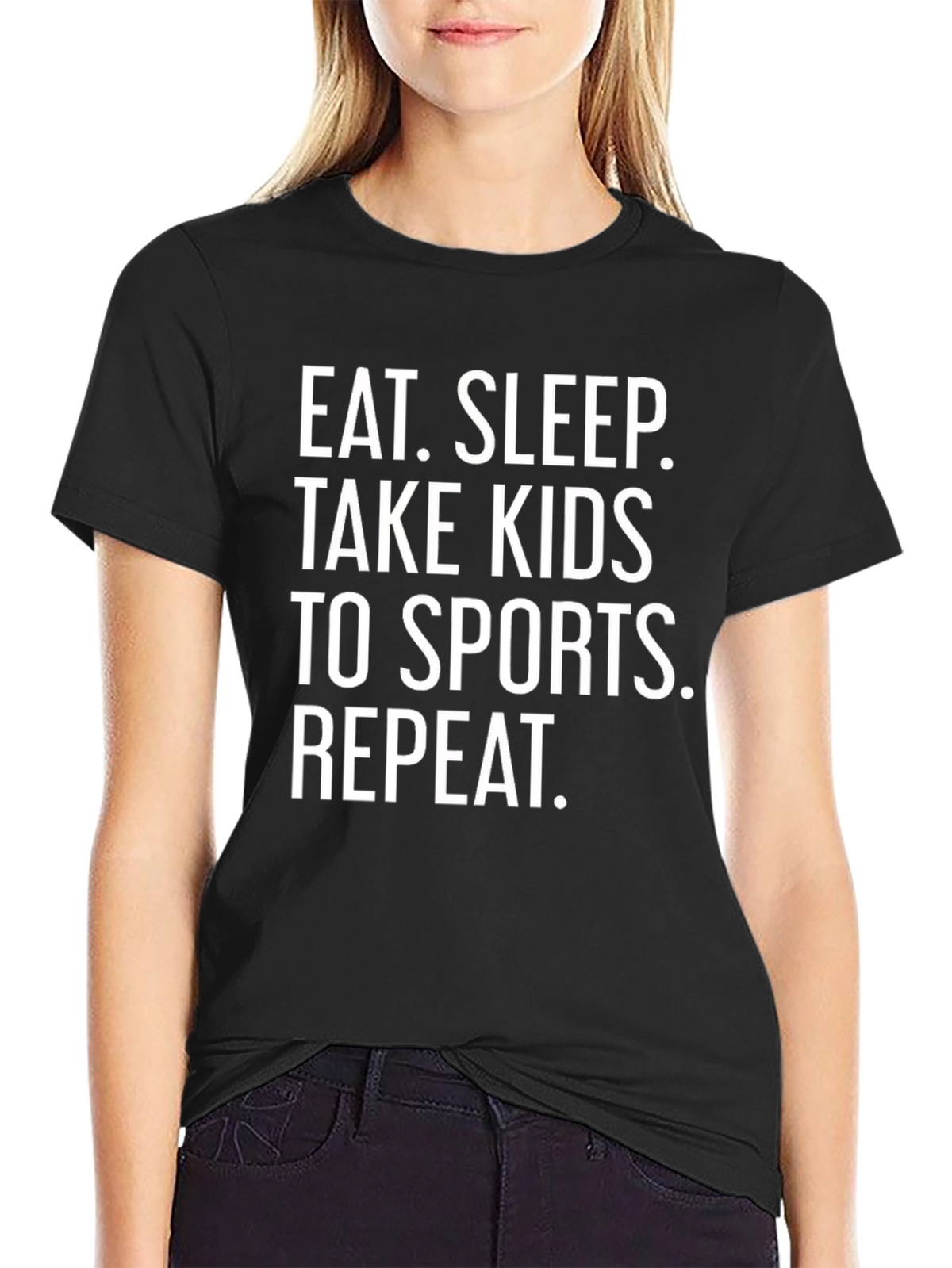 Eat Sleep Take Kids to Sports Black T-Shirt