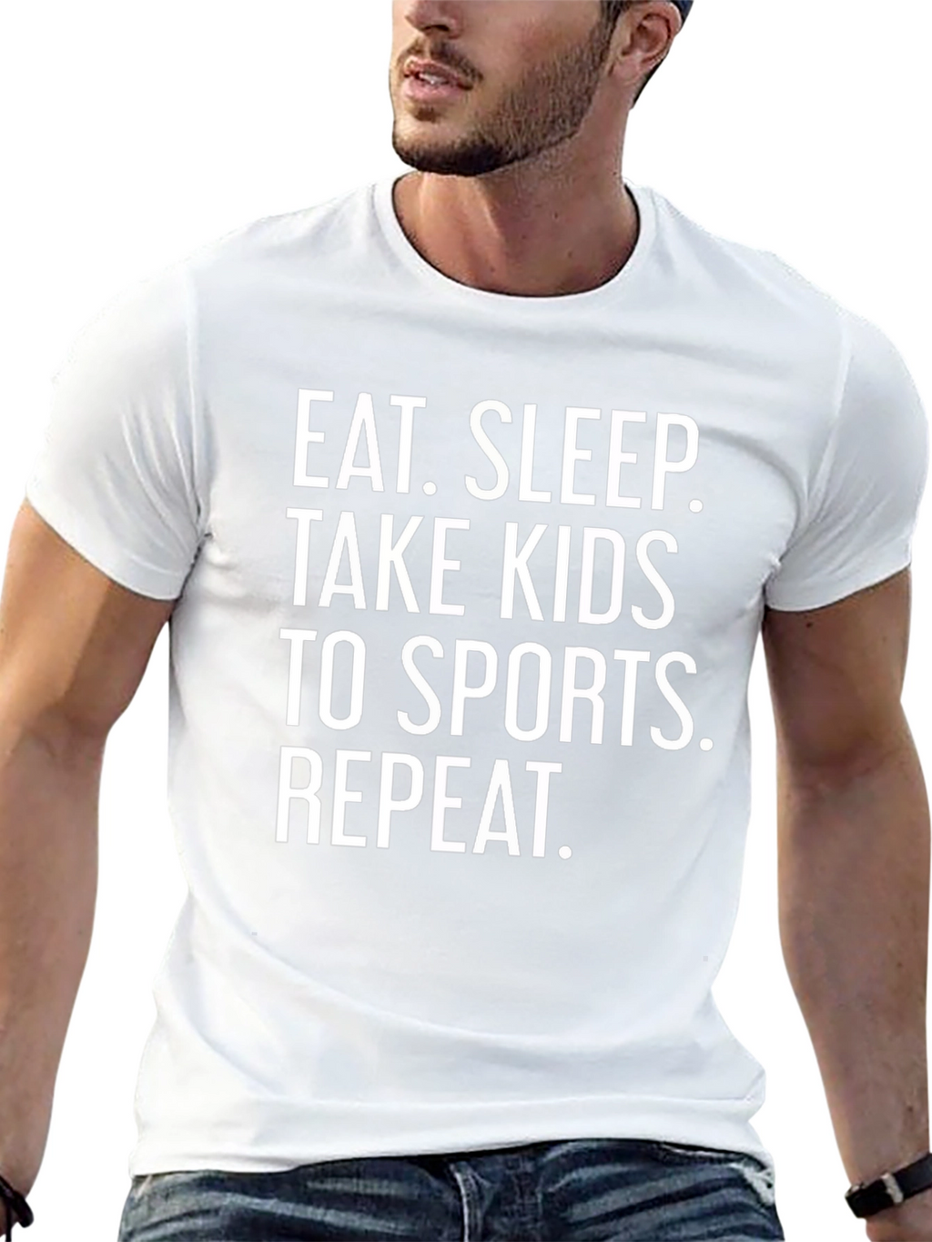Eat Sleep Take Kids to Sports Black T-Shirt