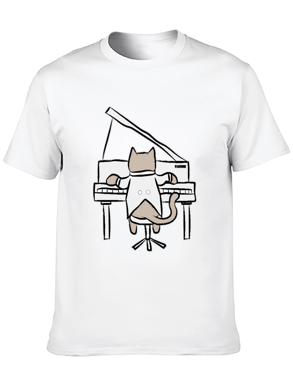 Cat Playing Piano Graphic T-Shirt