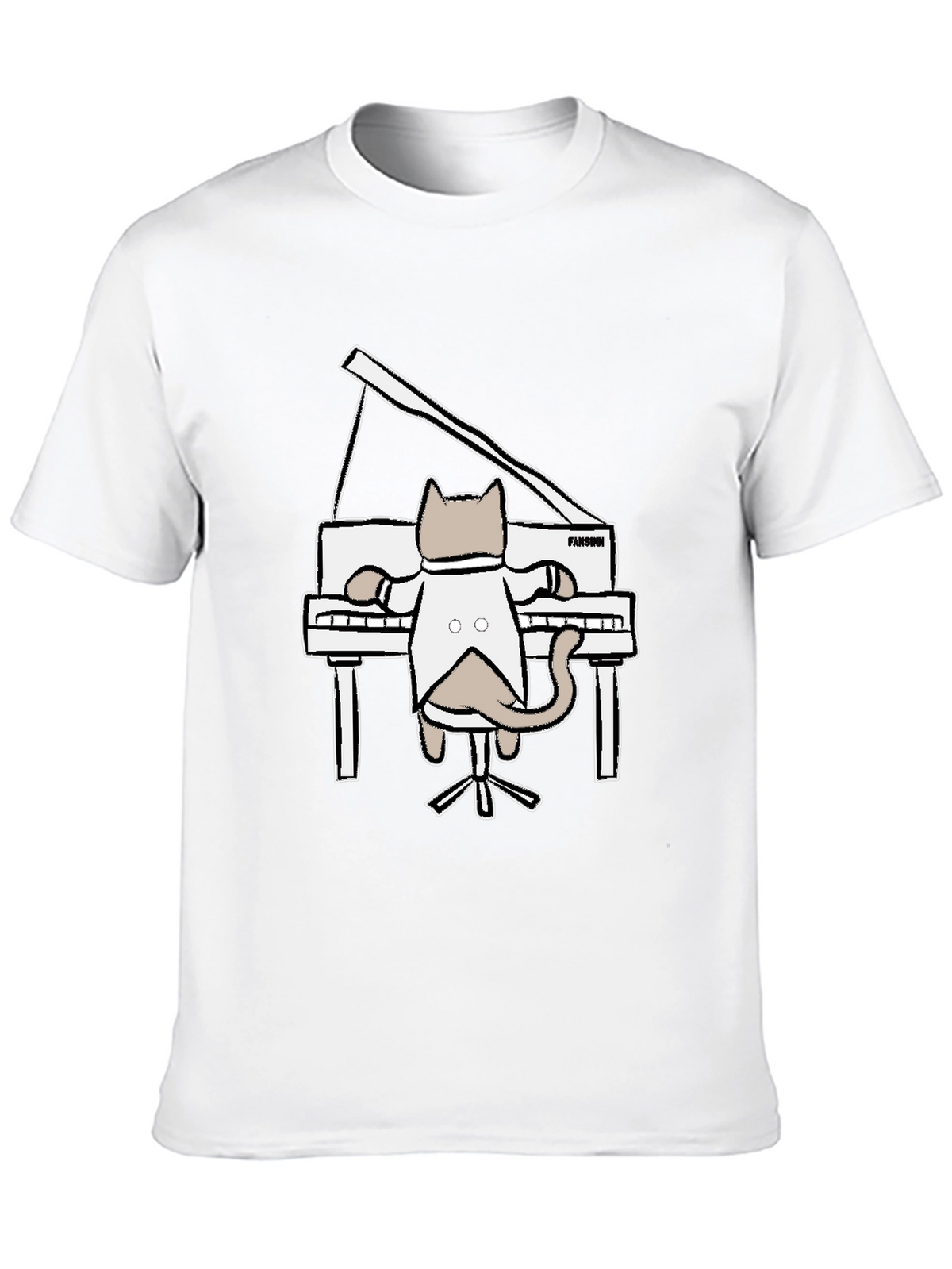 Cat Playing Piano Graphic T-Shirt