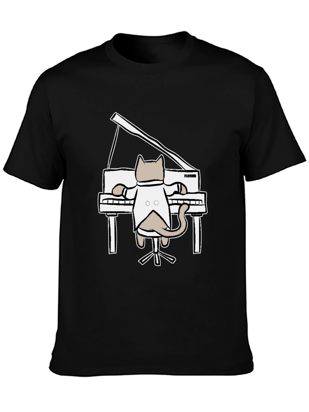 Cat Playing Piano Graphic T-Shirt
