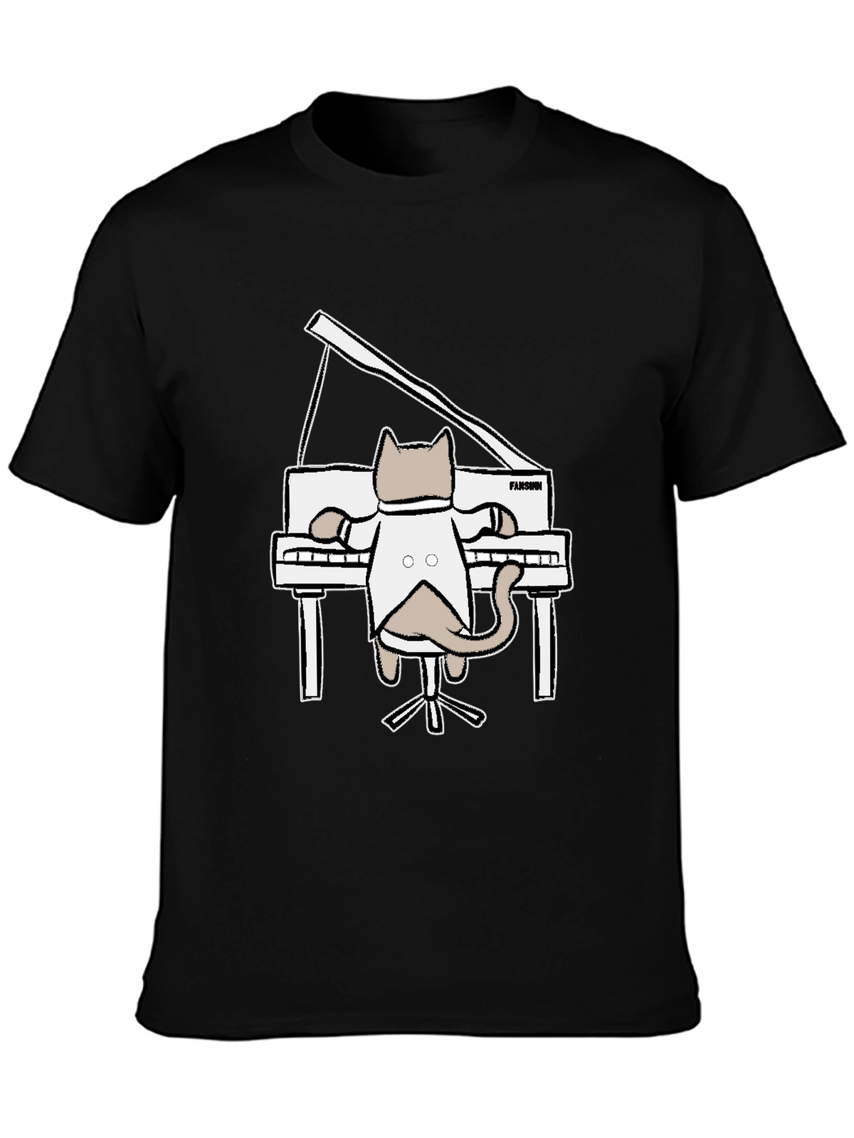 Cat Playing Piano Graphic T-Shirt