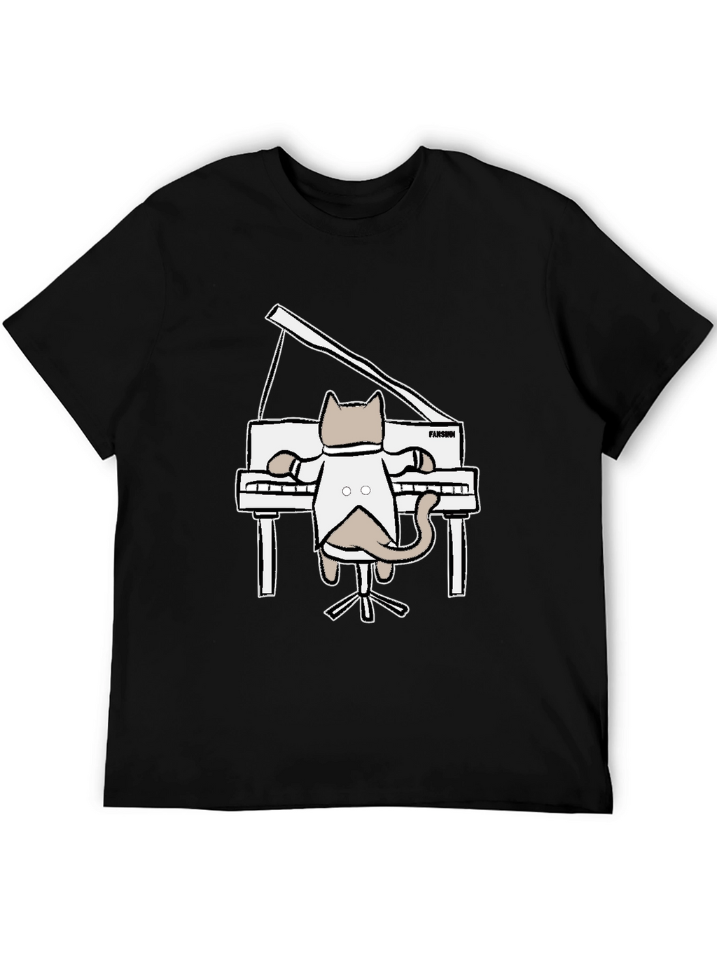Cat Playing Piano Graphic T-Shirt