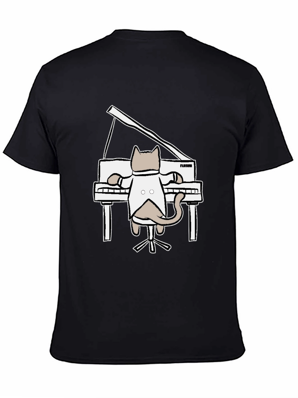 Cat Playing Piano Graphic T-Shirt