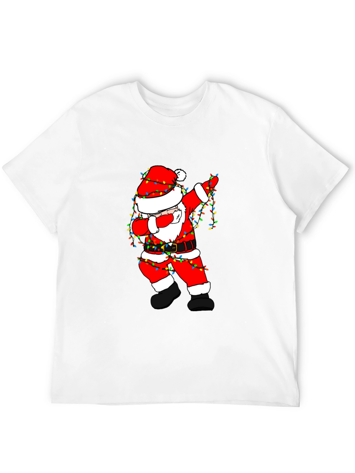 Dabbing Santa Christmas Lights Graphic Tee