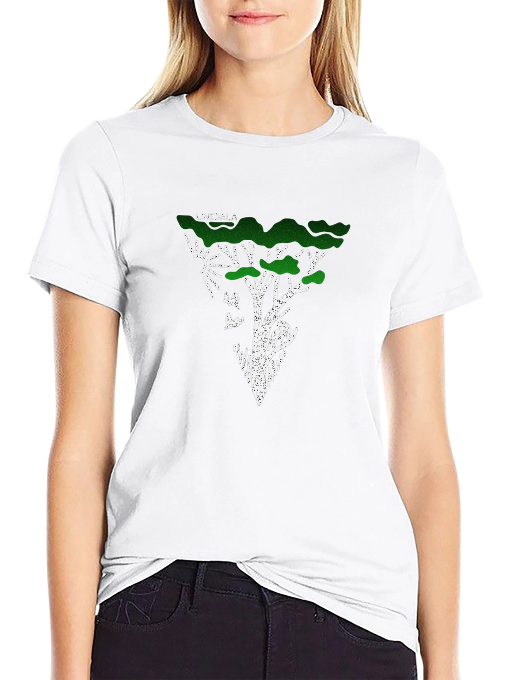 Linedala Nature Tree Graphic Black T-Shirt