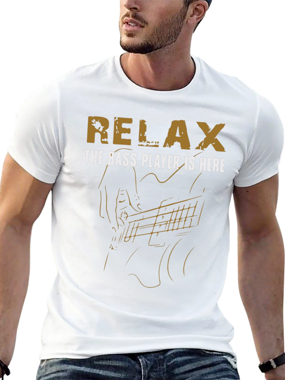Relax The Bass Player Is Here Black T-Shirt