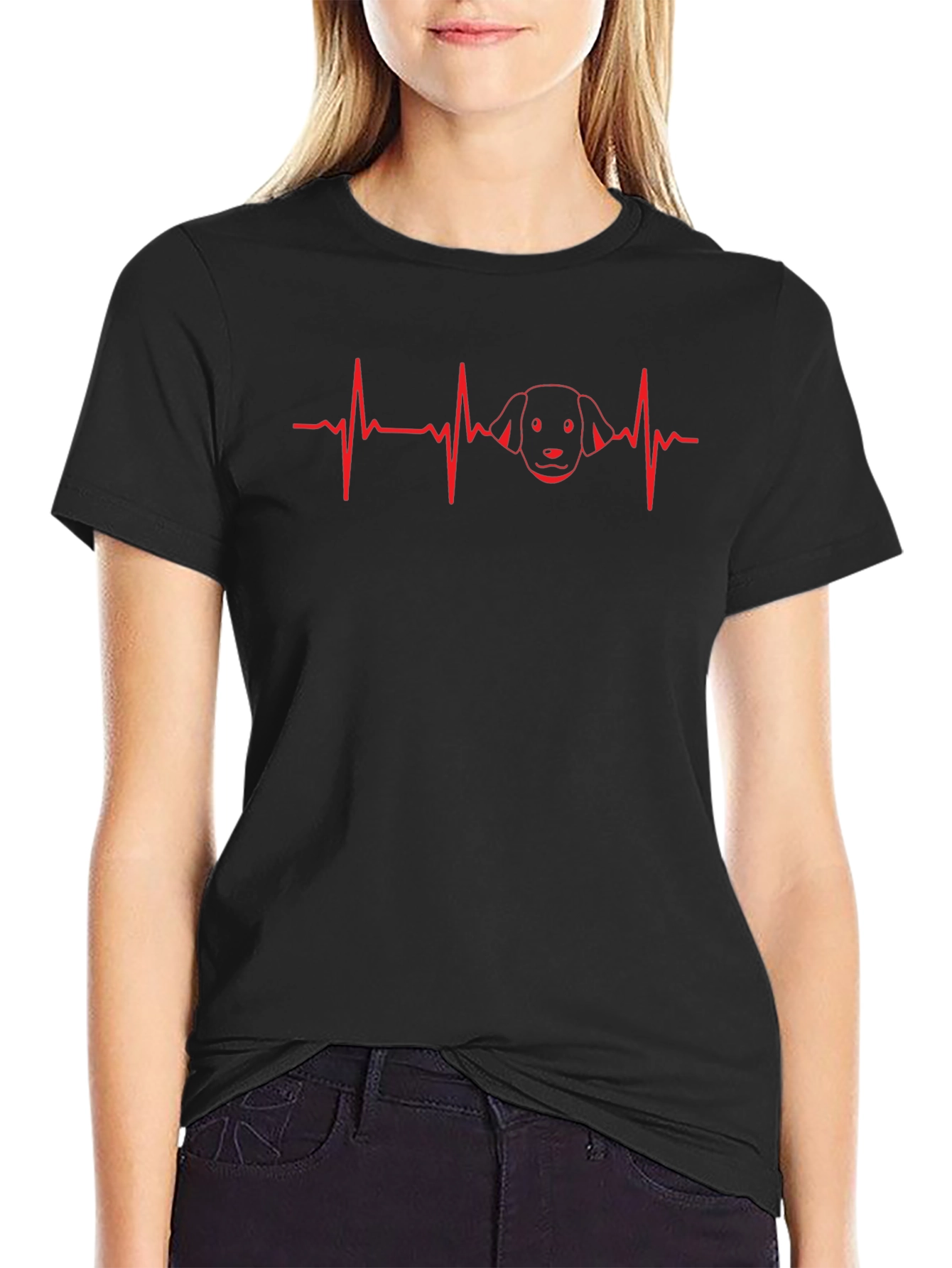 Dog Lover ECG Heartbeat Graphic Tee