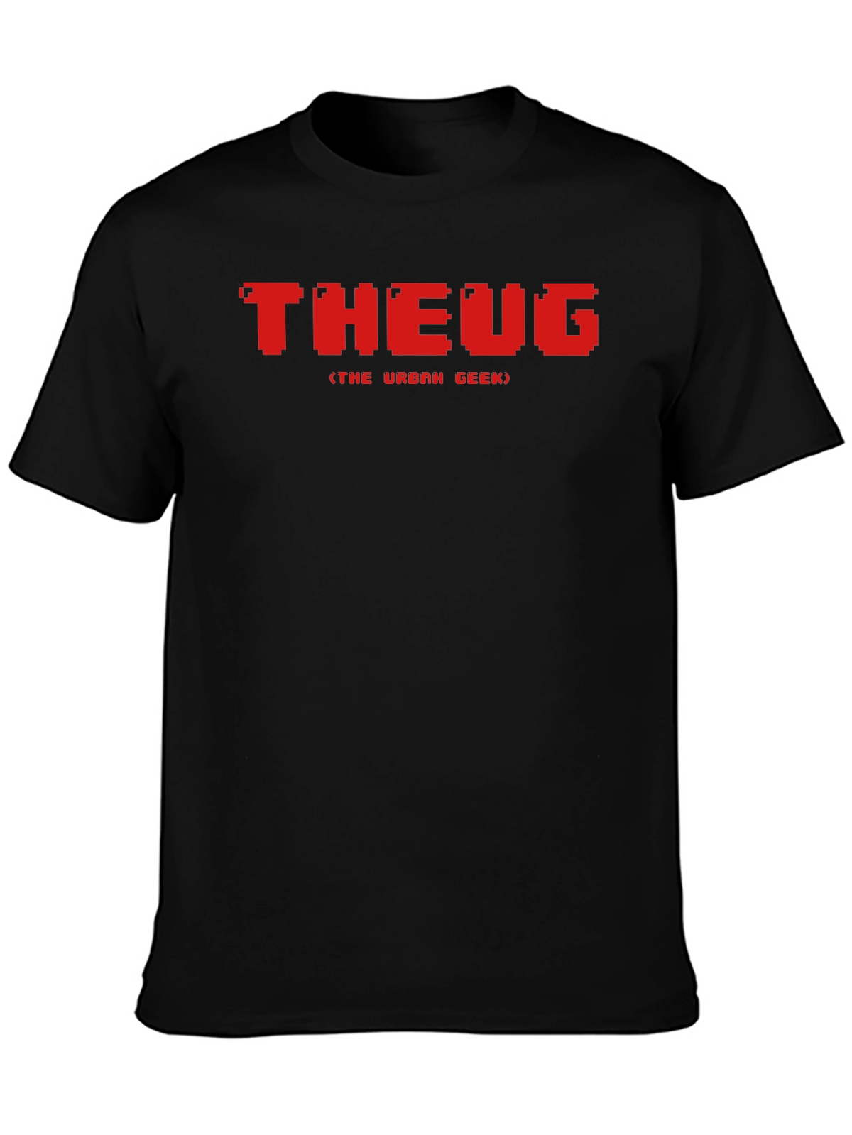 THEUG Urban Geek Pixelated Red Graphic Black T-Shirt
