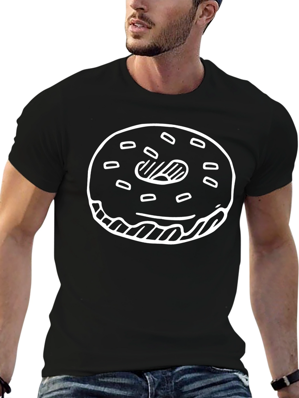 Donut Graphic Tee - Casual Black T-Shirt