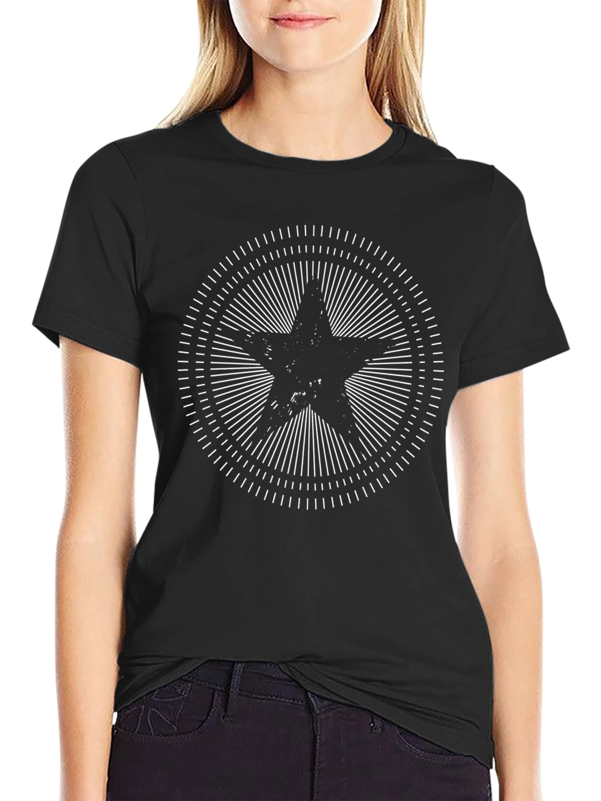 Black Graphic Tee - Starburst Design