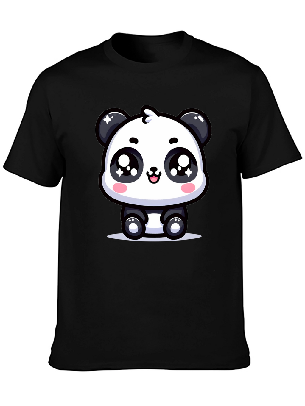 Cute Panda Graphic T-Shirt - Black