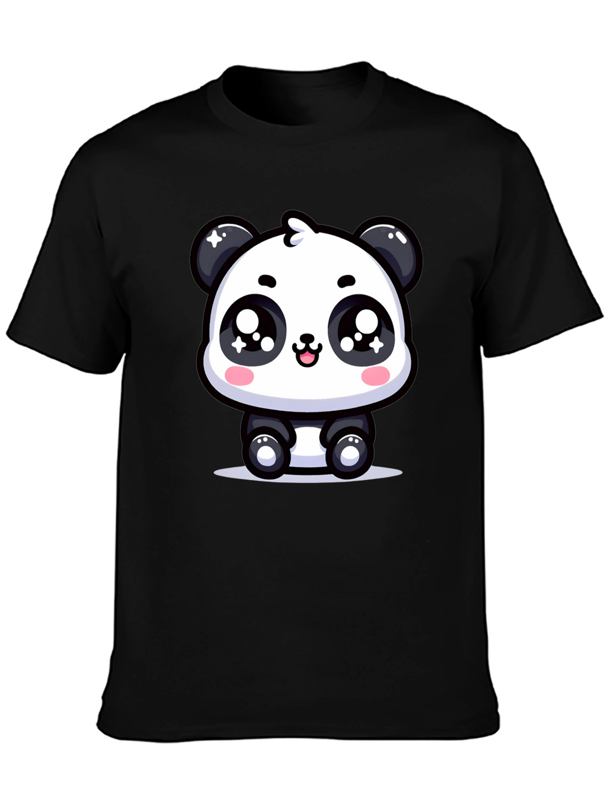 Cute Panda Graphic T-Shirt - Black