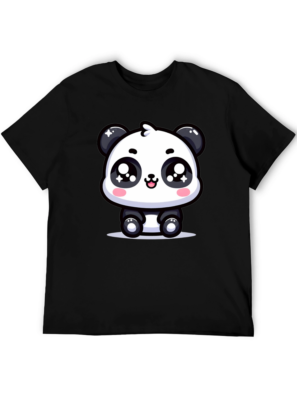 Cute Panda Graphic T-Shirt - Black