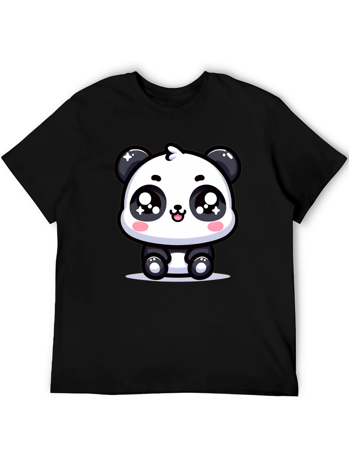 Cute Panda Graphic T-Shirt - Black