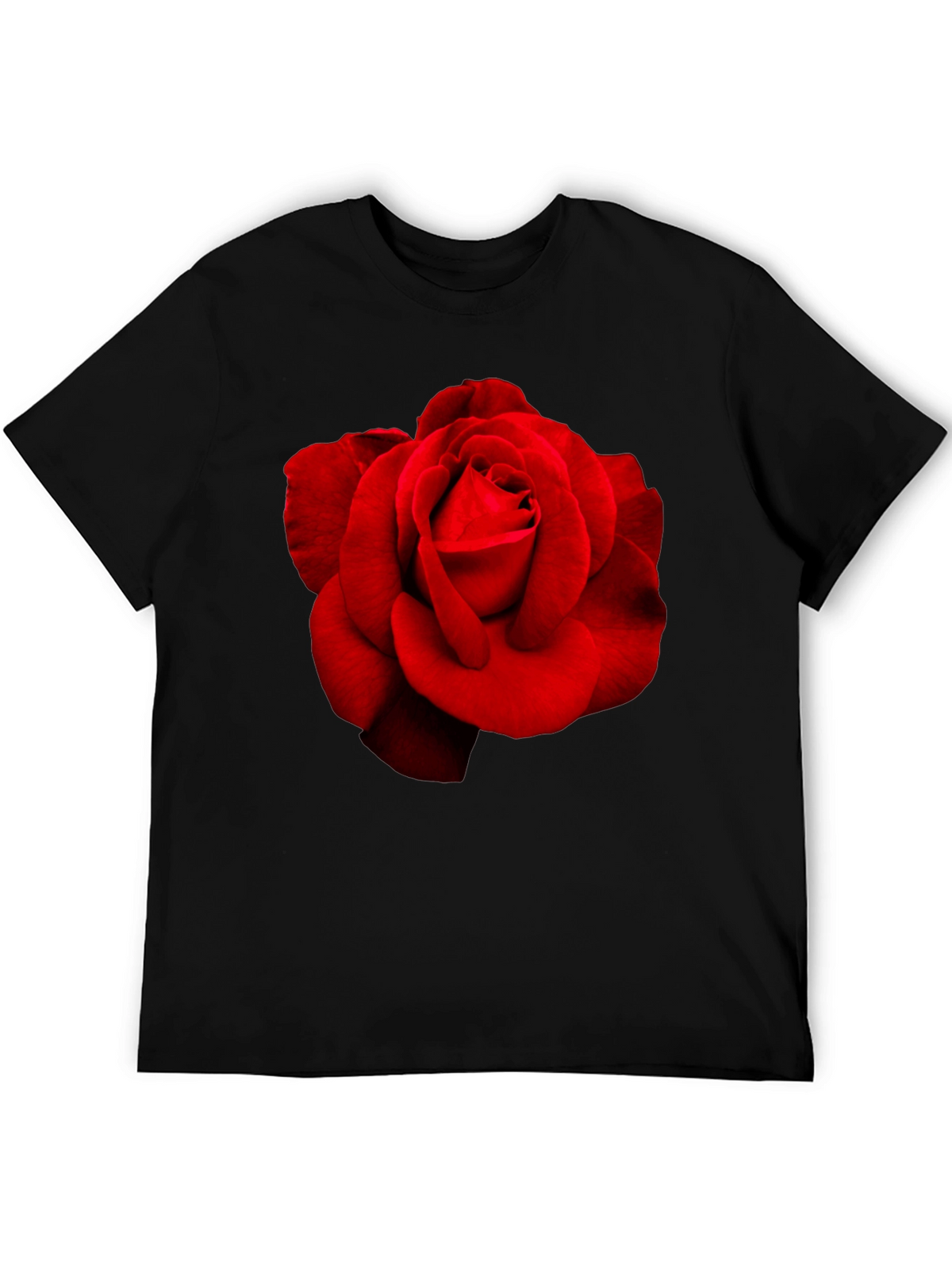 Red Rose Graphic Black T-Shirt