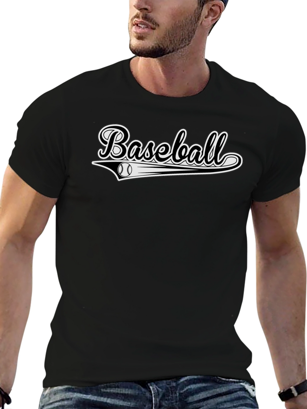 Black Baseball Graphic Tee - Stylish & Sporty