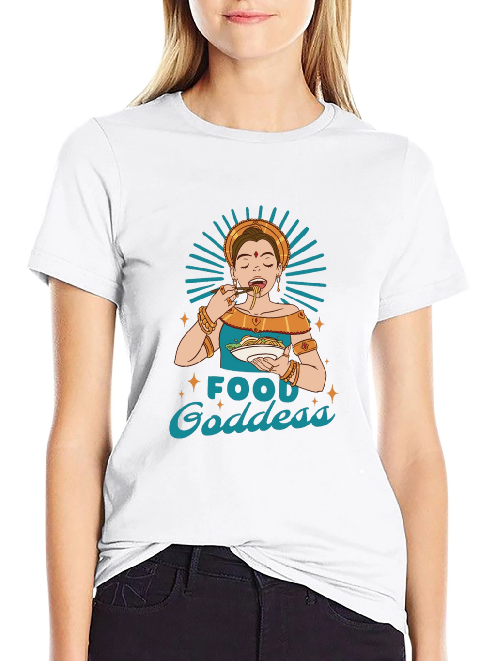 Food Goddess Graphic Tee - Black Cotton T-Shirt