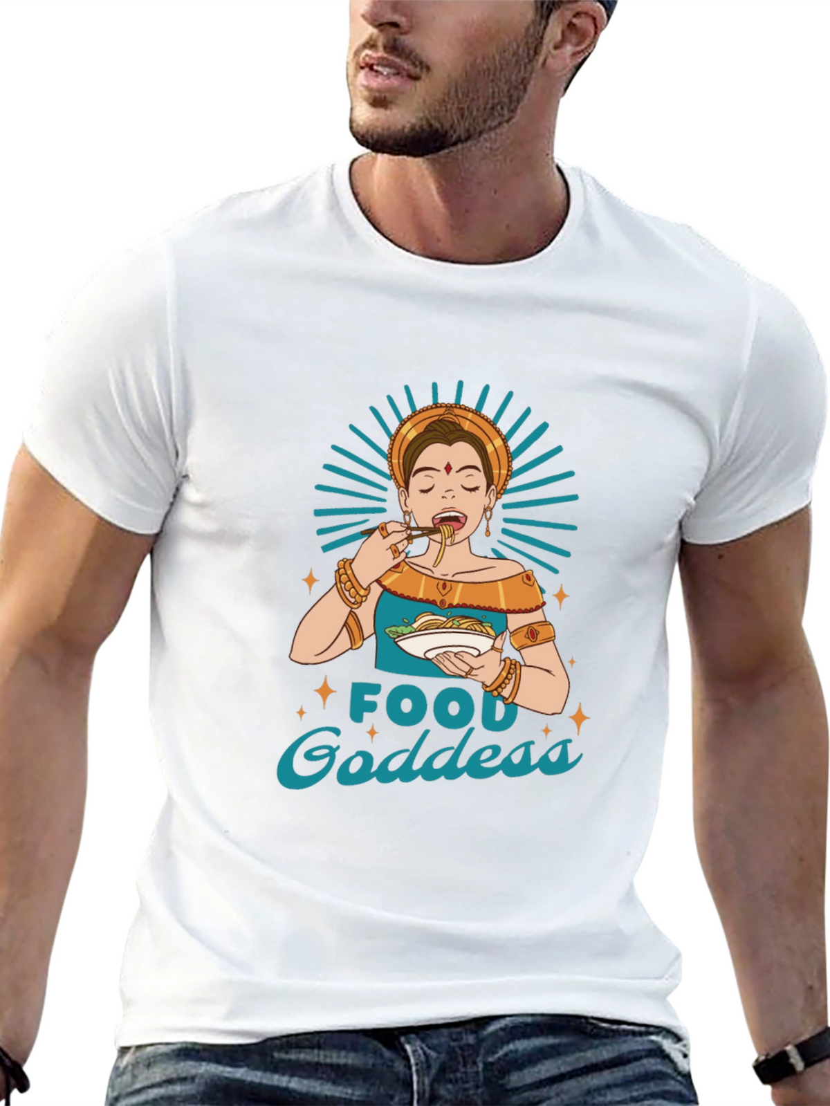 Food Goddess Graphic Tee - Black Cotton T-Shirt