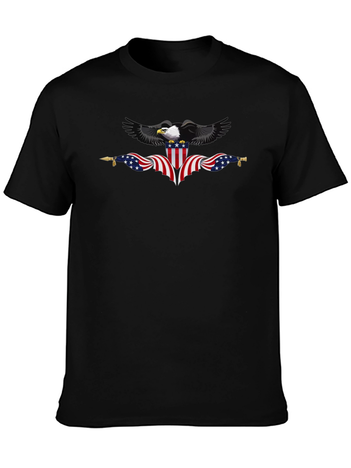 Patriotic Eagle Black T-Shirt - USA Pride