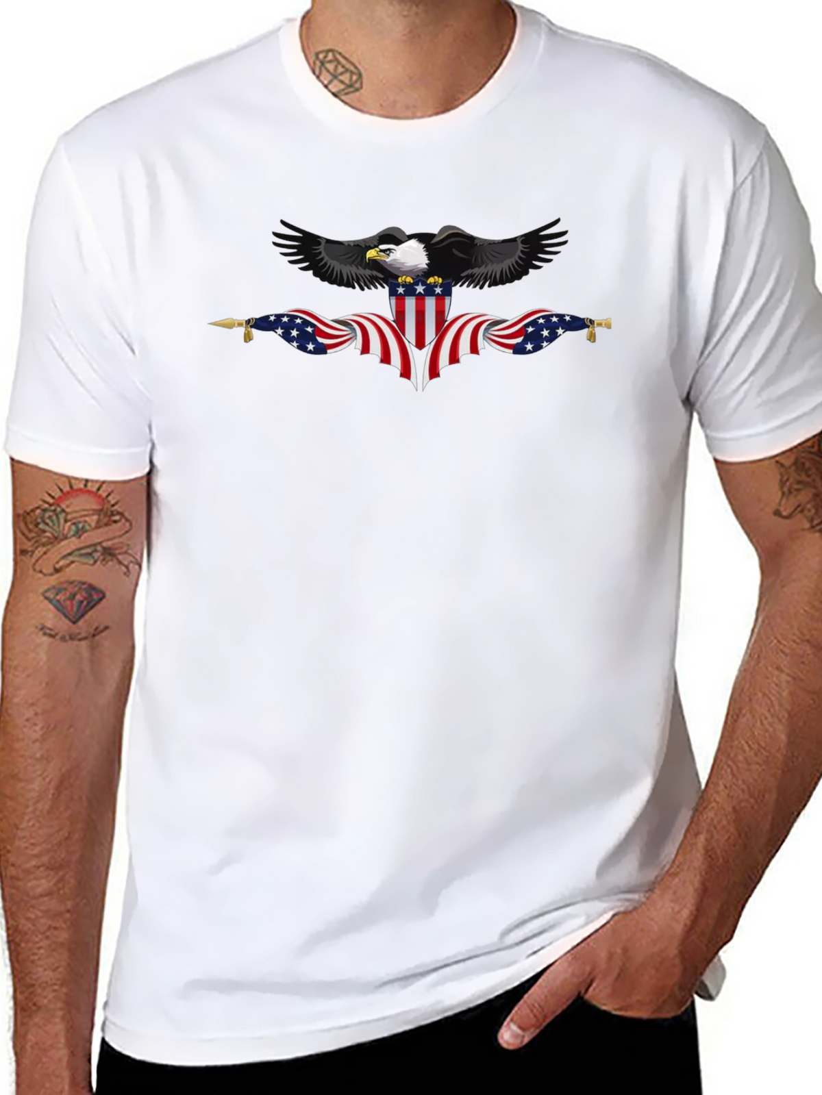 Patriotic Eagle Black T-Shirt - USA Pride