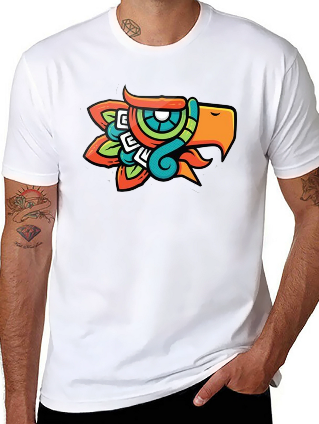 Aztec Eagle Head Graphic T-Shirt