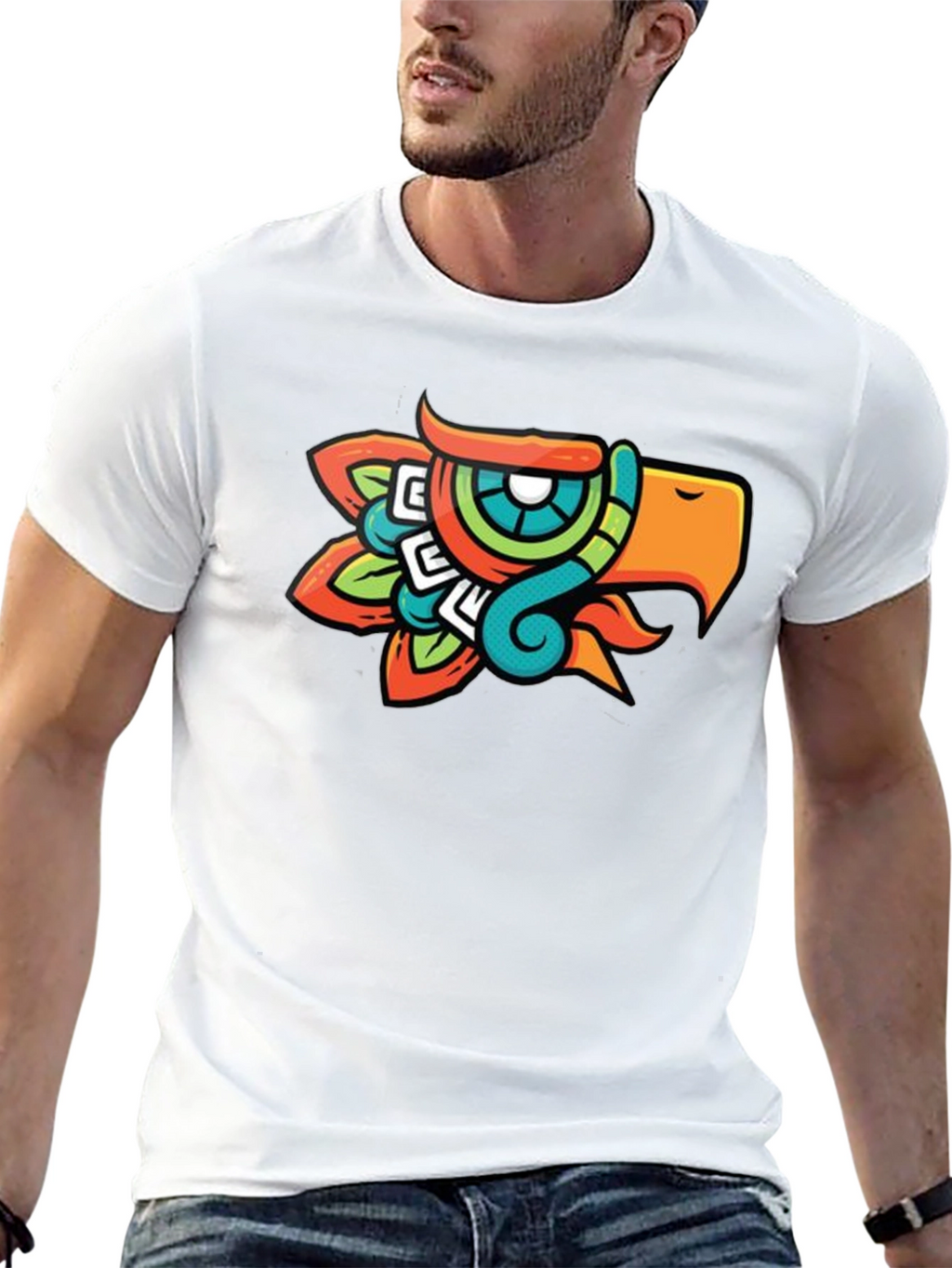 Aztec Eagle Head Graphic T-Shirt