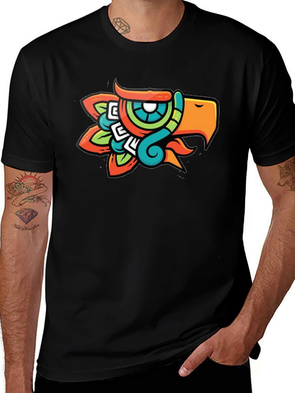 Aztec Eagle Head Graphic T-Shirt