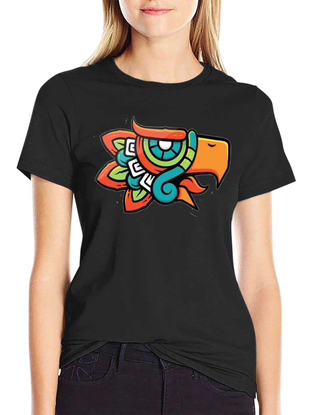 Aztec Eagle Head Graphic T-Shirt