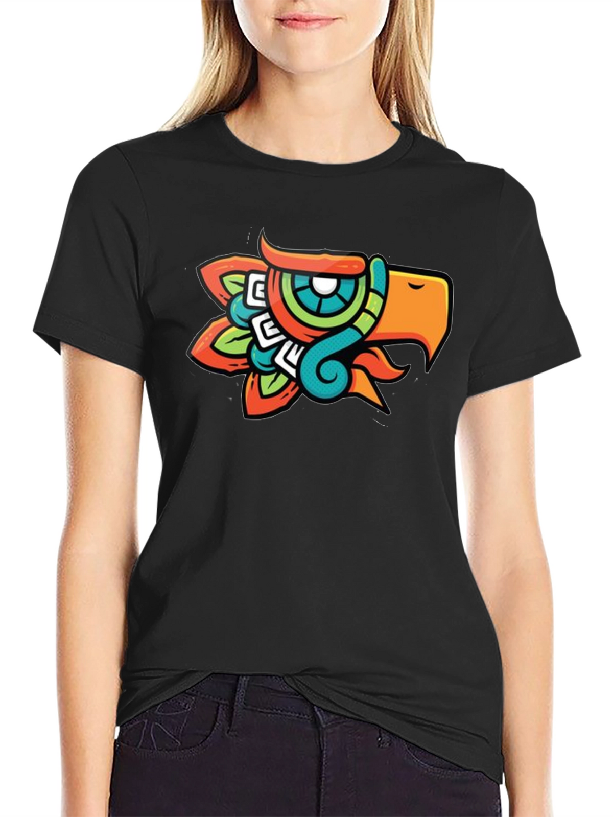 Aztec Eagle Head Graphic T-Shirt