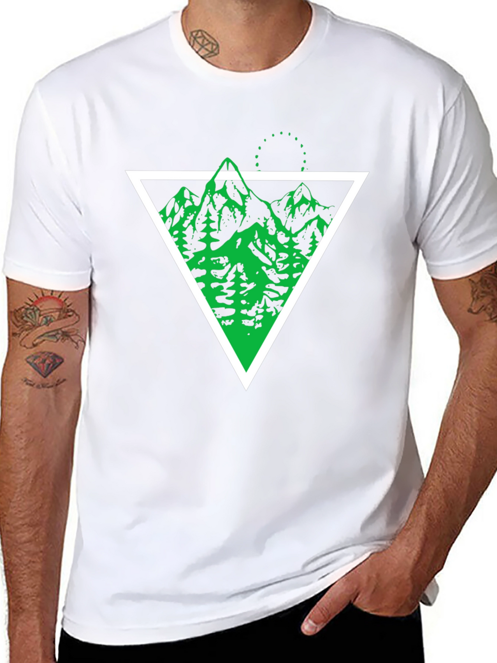 Geometric Mountain Graphic Tee - Black