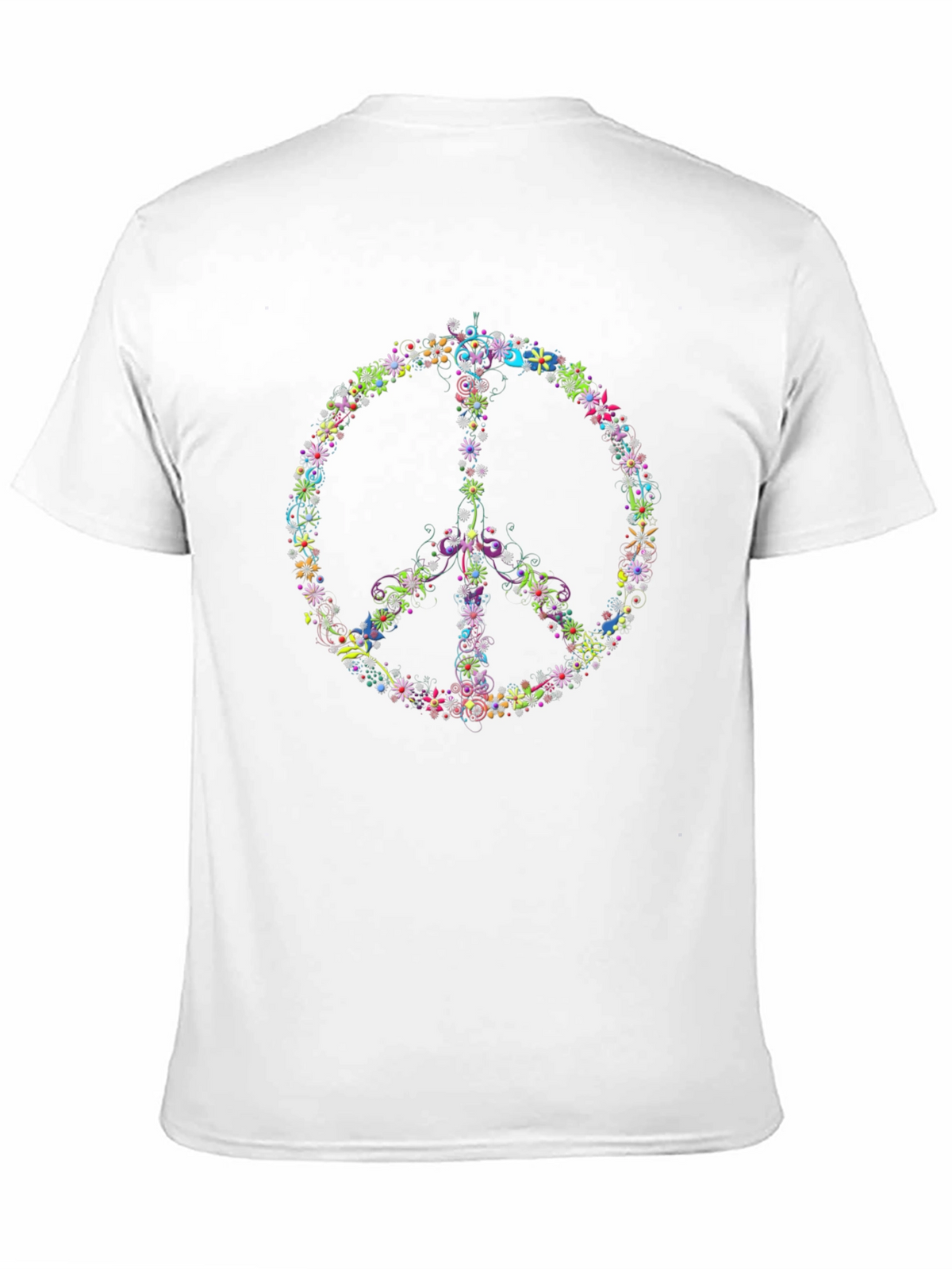 Floral Peace Sign Black T-Shirt