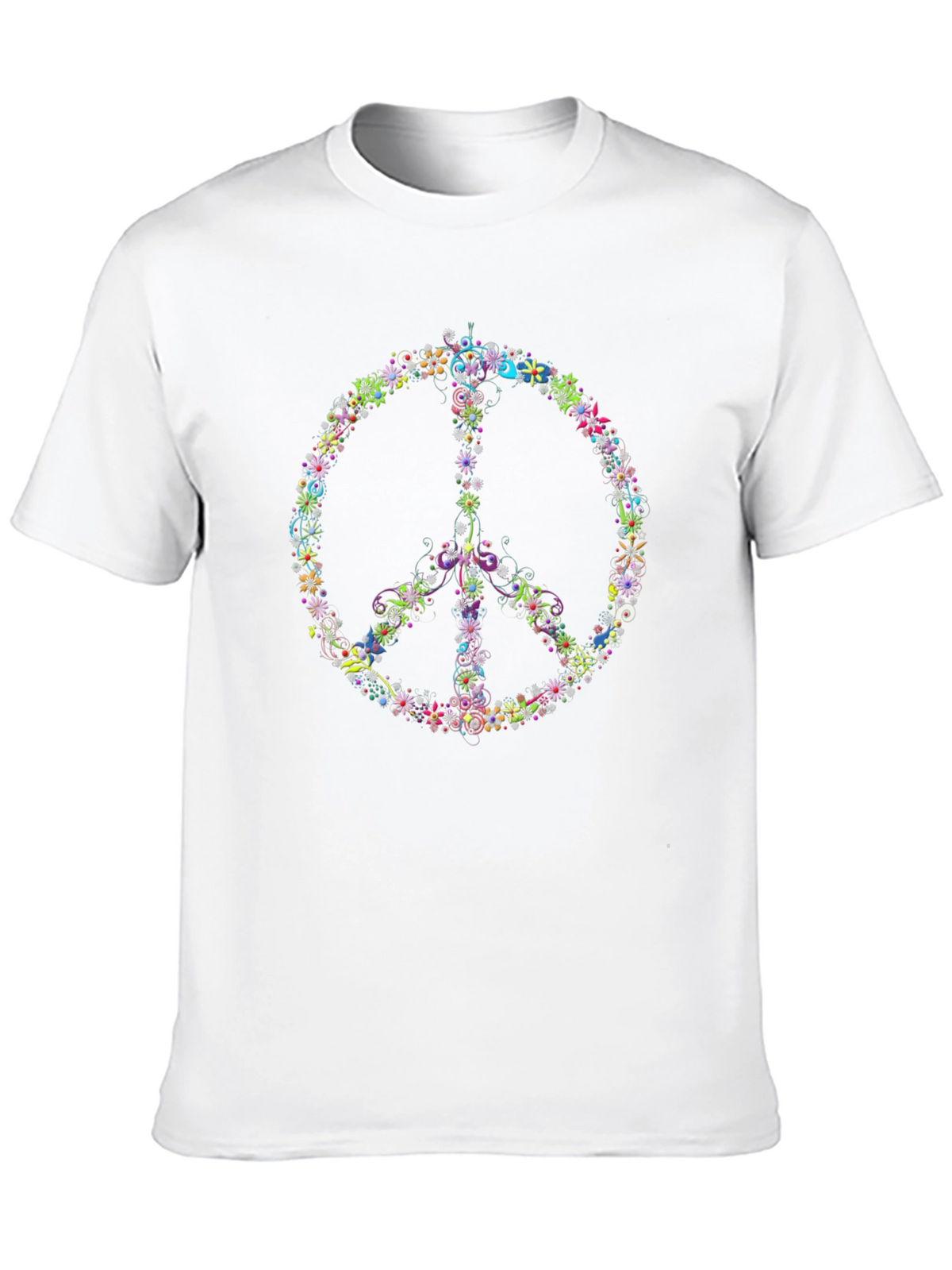 Floral Peace Sign Black T-Shirt