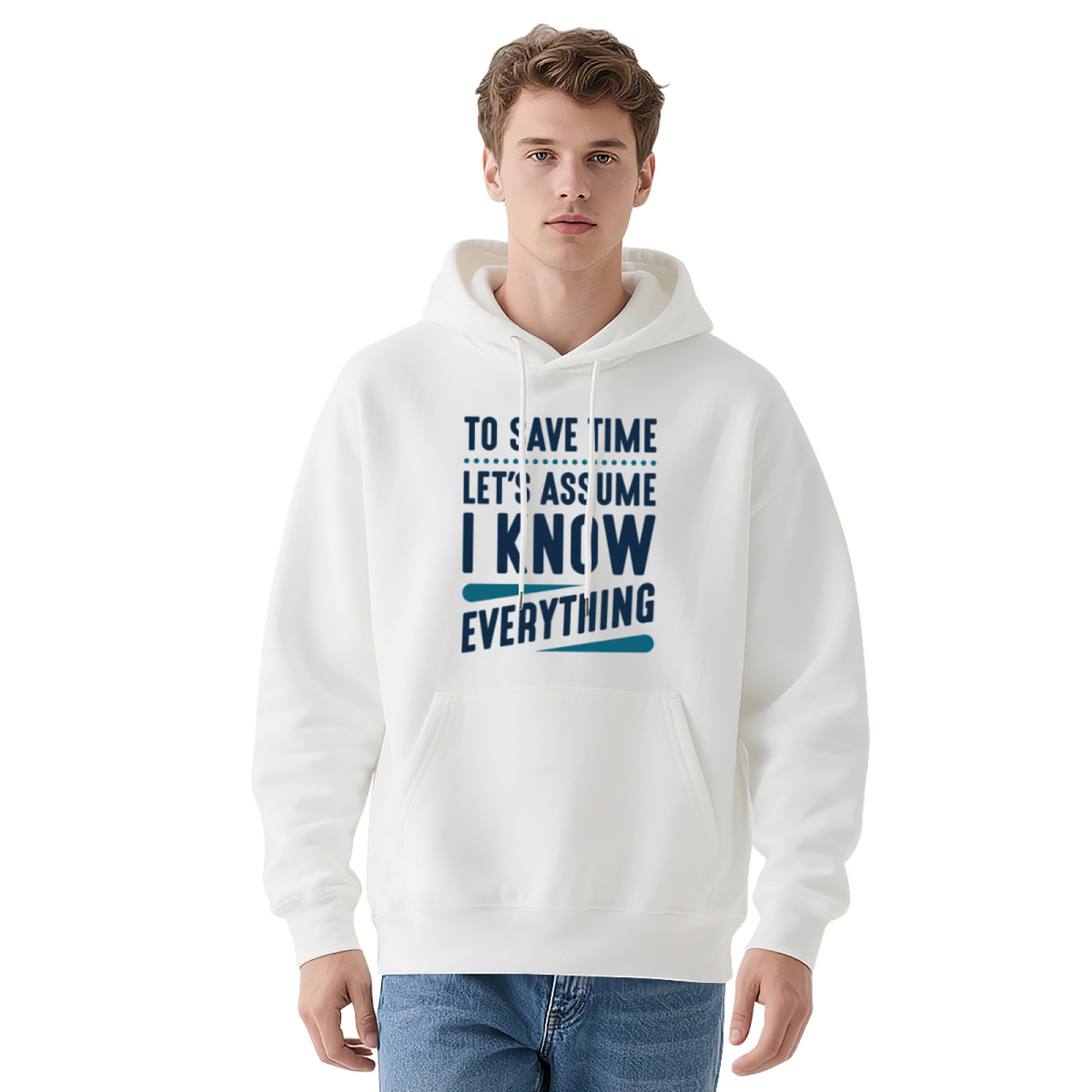 "TO SAVE TIME," Statement Pullover