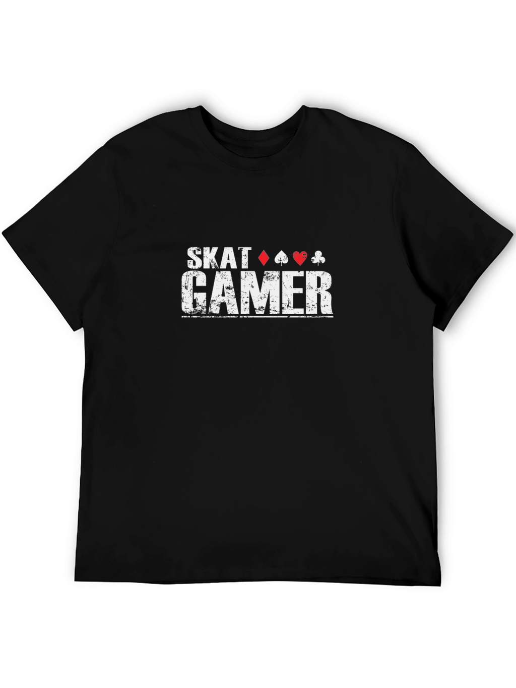 Skat Gamer Black T-Shirt - Poker Card Suits Design