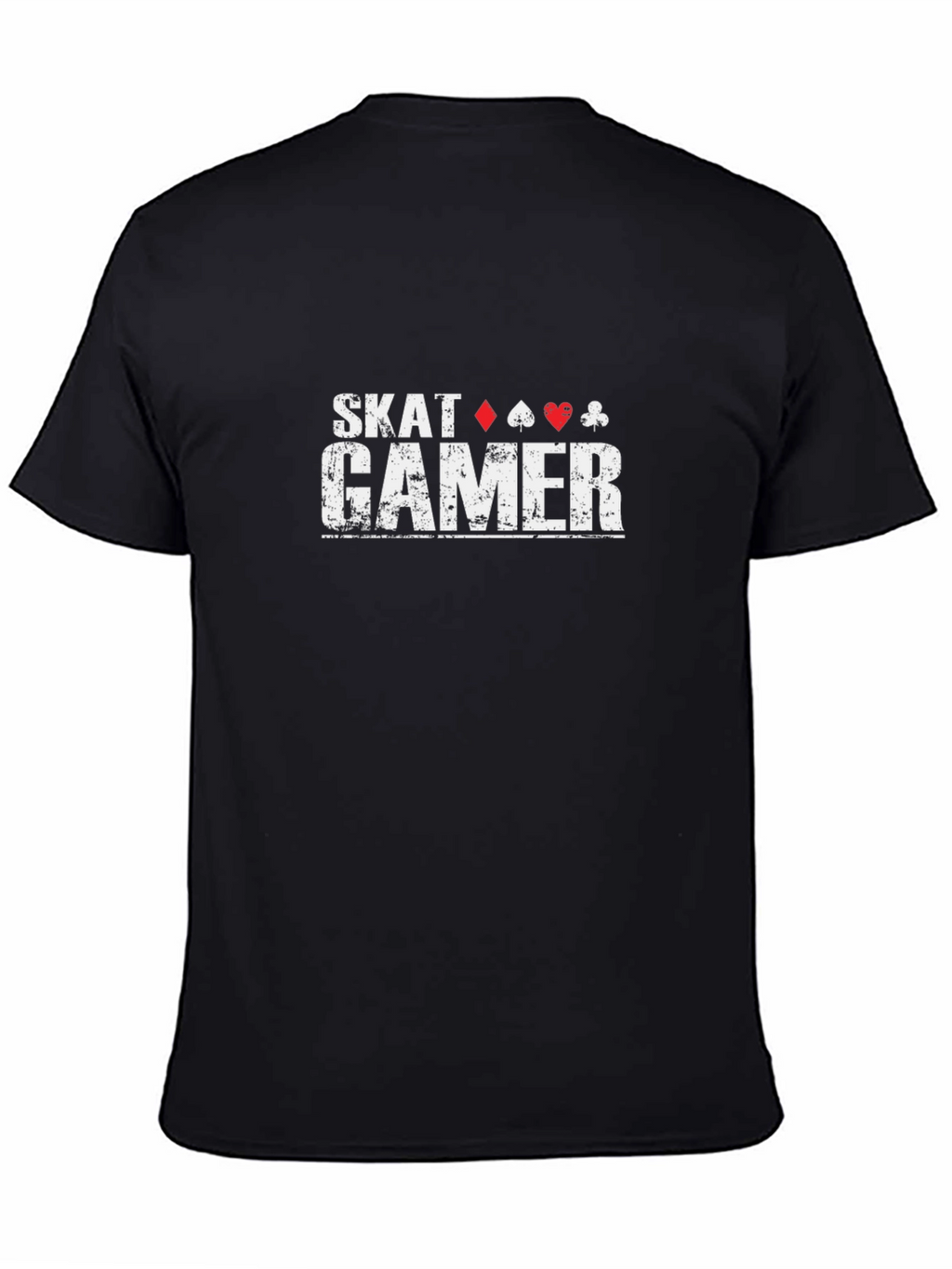 Skat Gamer Black T-Shirt - Poker Card Suits Design