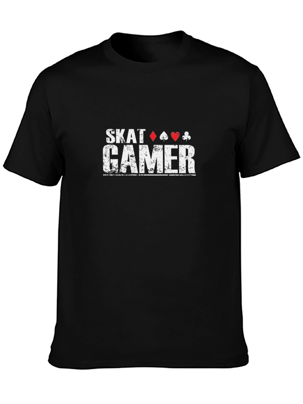 Skat Gamer Black T-Shirt - Poker Card Suits Design