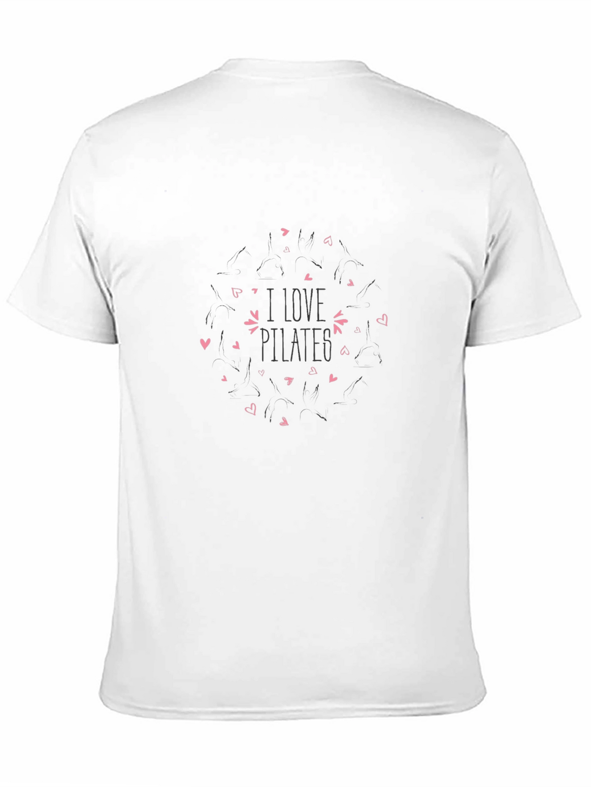 I Love Pilates Black T-Shirt with Heart Design