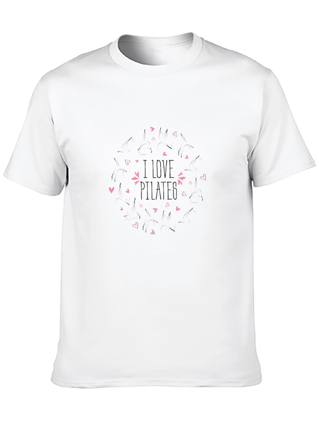 I Love Pilates Black T-Shirt with Heart Design
