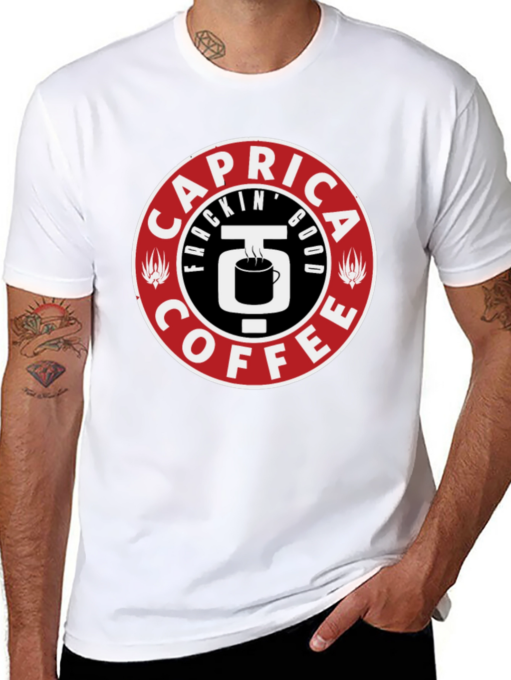 Caprica Frackin Good Coffee Graphic T-Shirt
