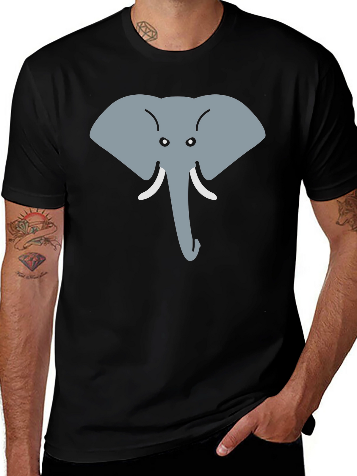 Elephant Face Graphic Tee - Cute Animal Design