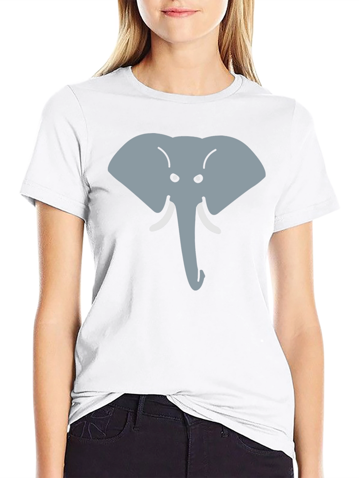 Elephant Face Graphic Tee - Cute Animal Design