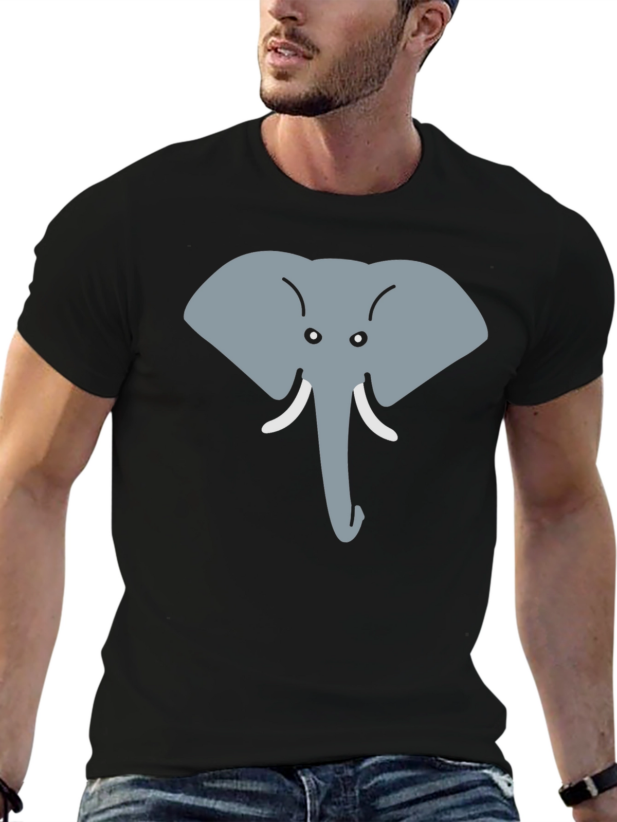 Elephant Face Graphic Tee - Cute Animal Design