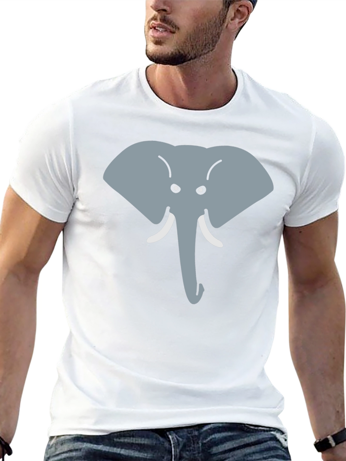 Elephant Face Graphic Tee - Cute Animal Design
