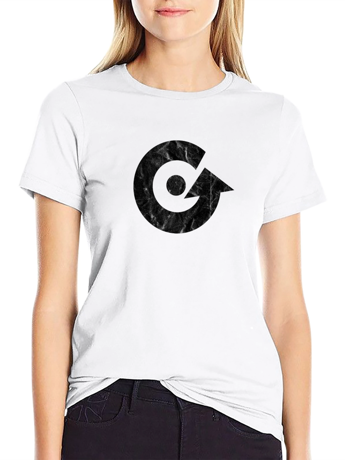 Mens Black Graphic Tee - Modern Letter Design