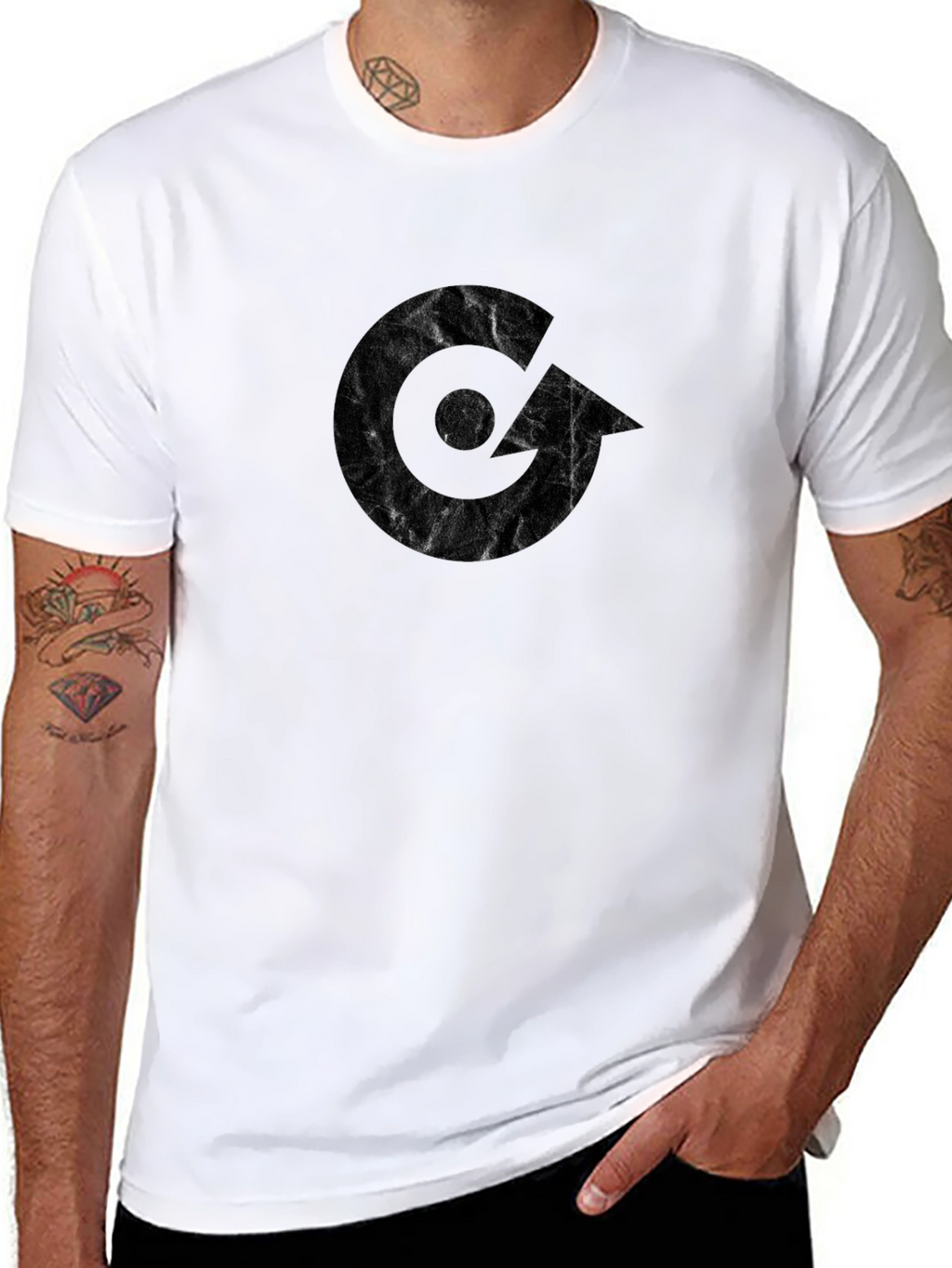 Mens Black Graphic Tee - Modern Letter Design