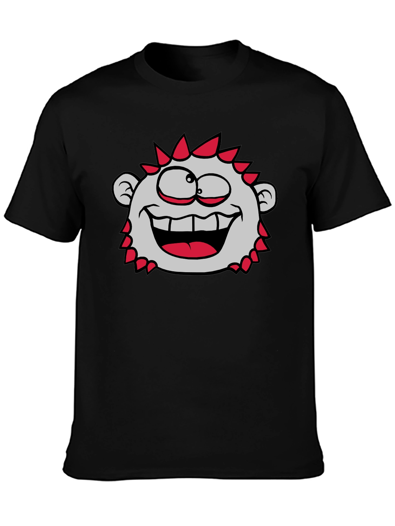 Fun Cartoon Character T-Shirt - Black Crew Neck Tee