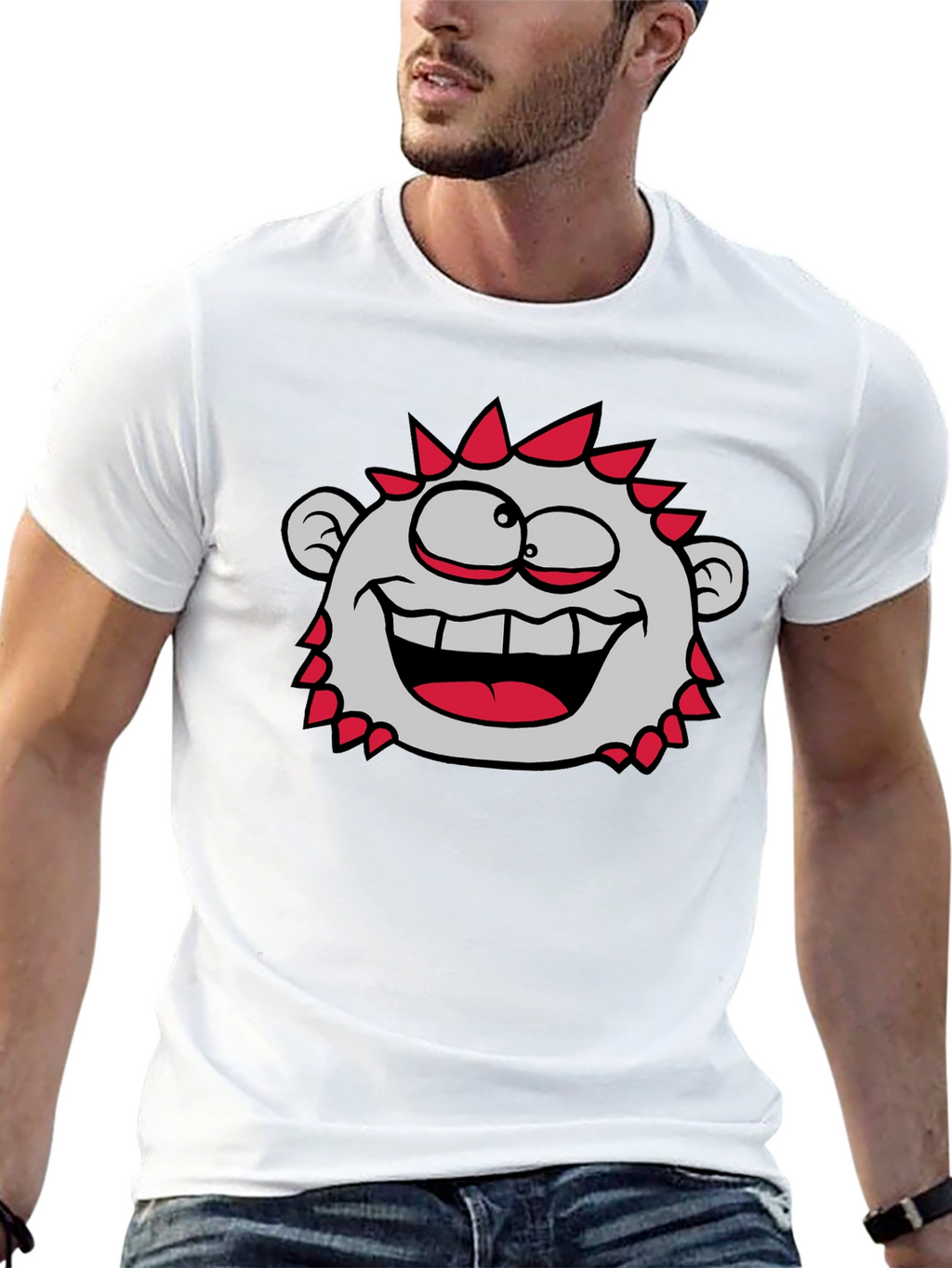 Fun Cartoon Character T-Shirt - Black Crew Neck Tee