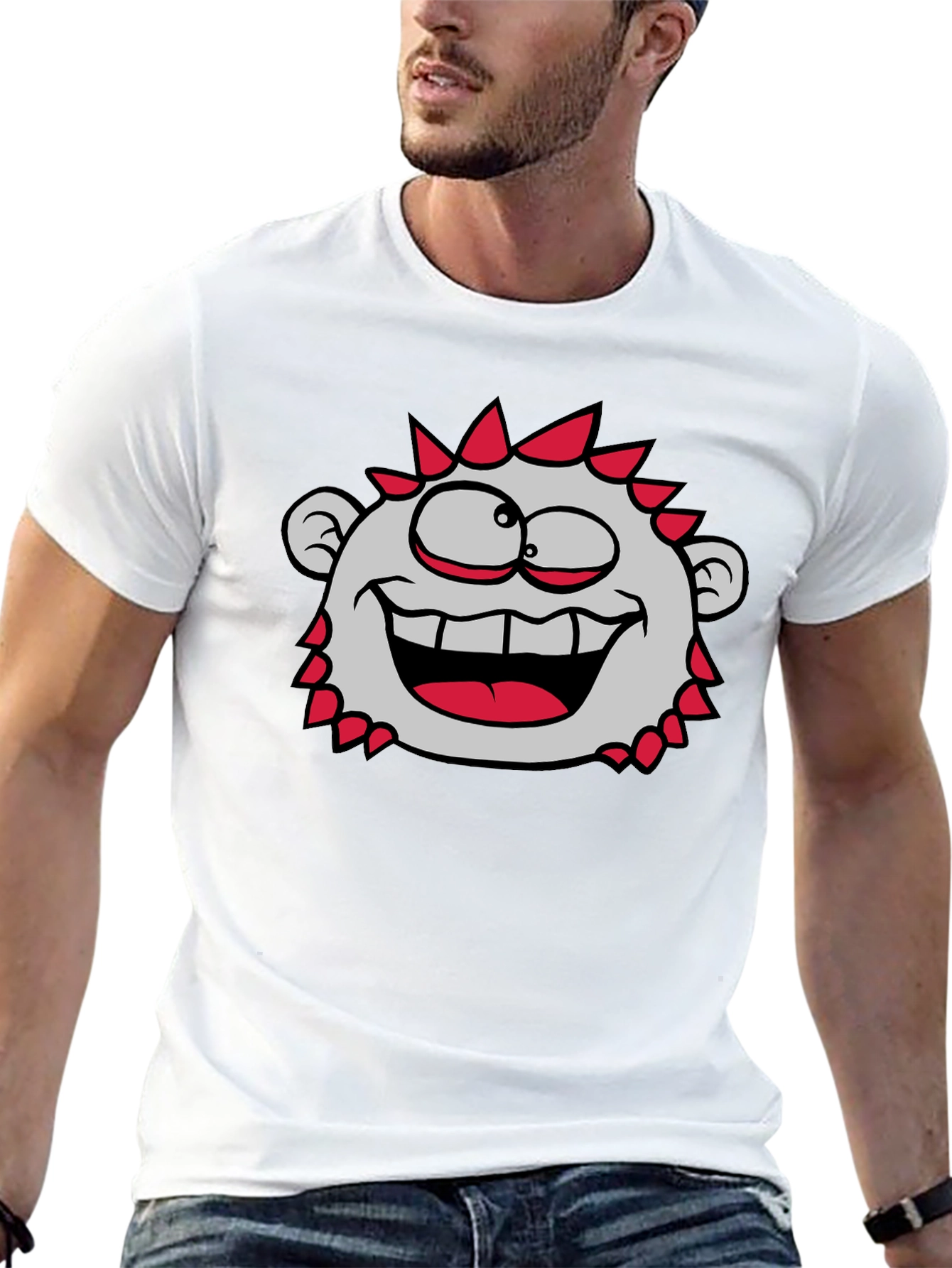 Fun Cartoon Character T-Shirt - Black Crew Neck Tee