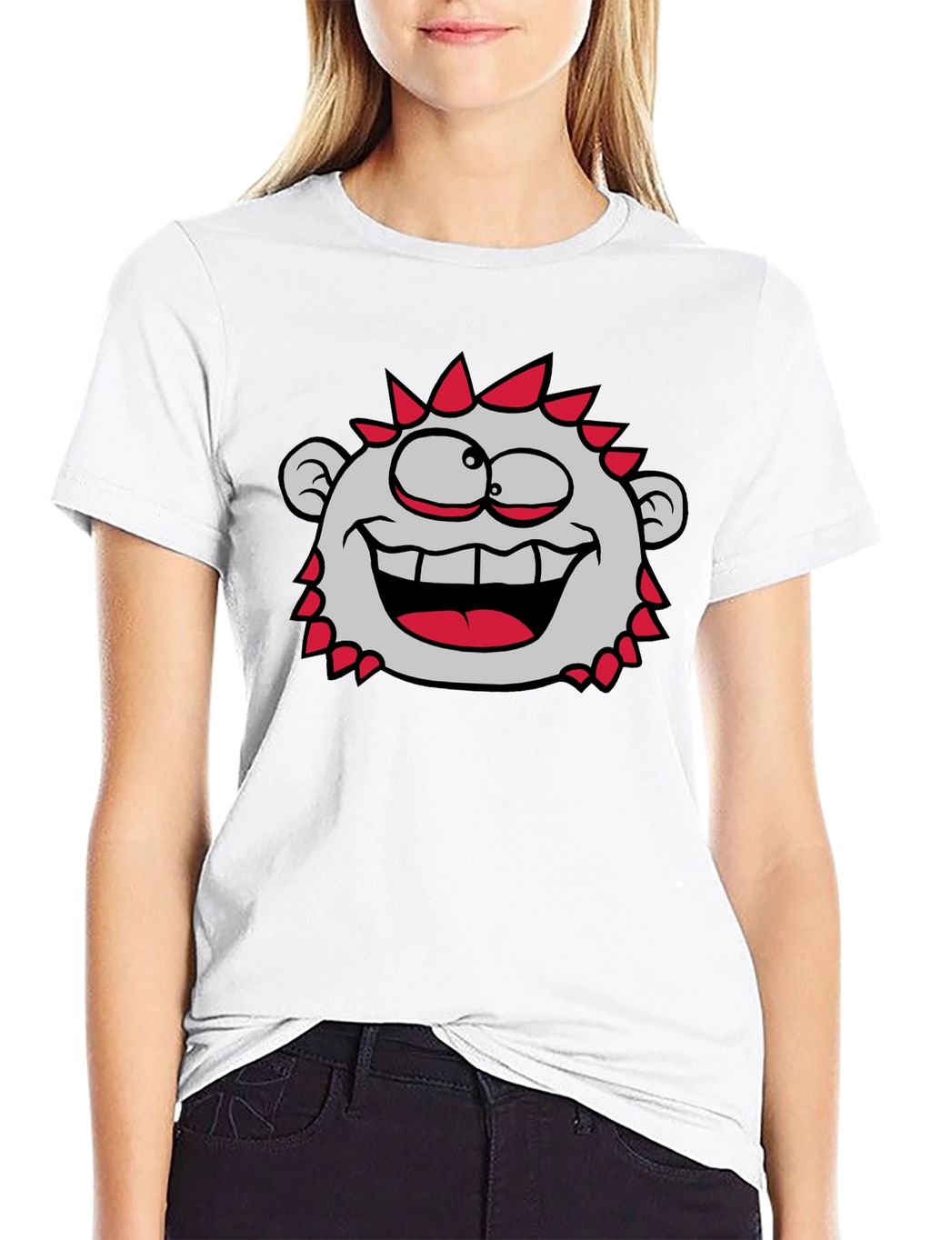 Fun Cartoon Character T-Shirt - Black Crew Neck Tee
